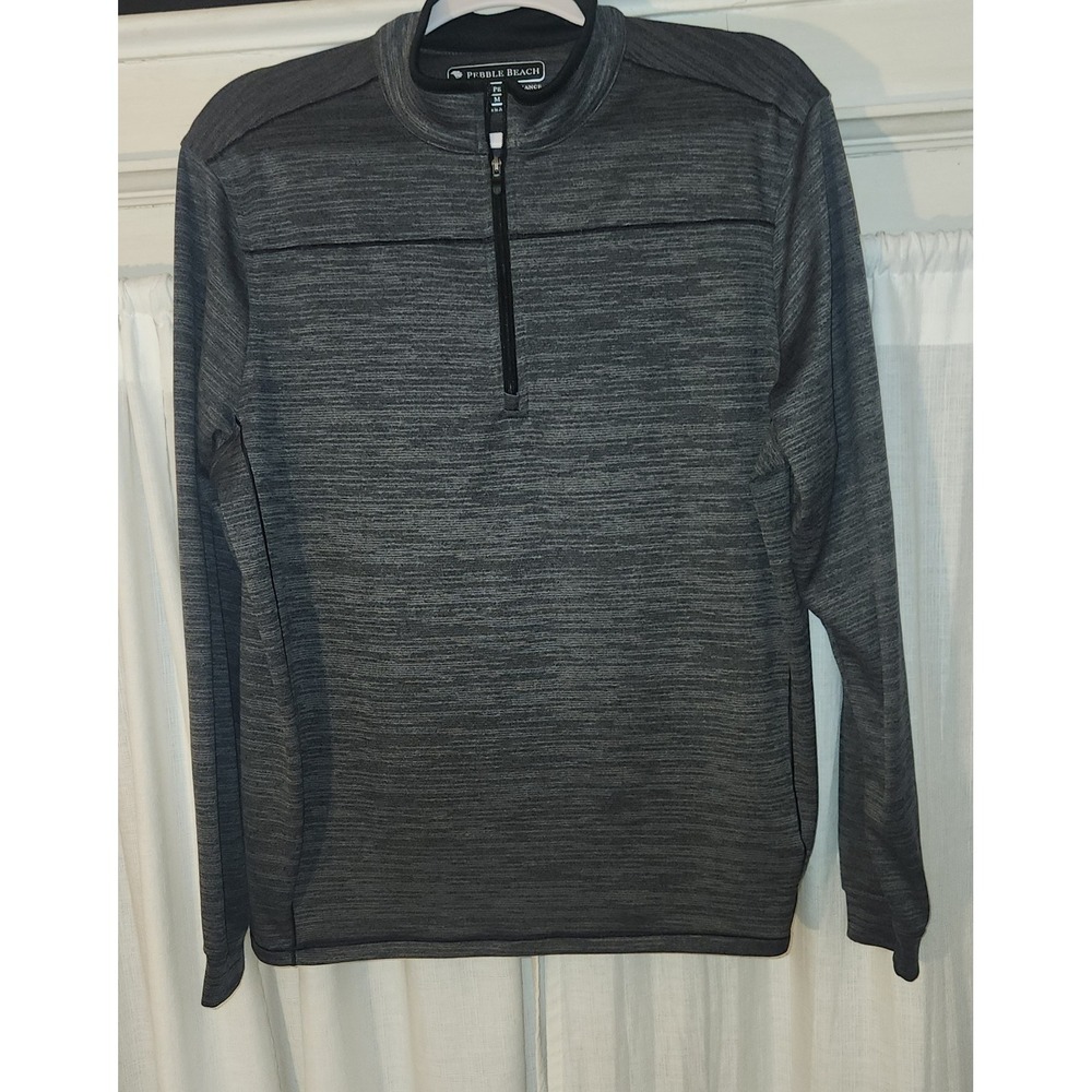 Pebble Beach Womens Dry-Luxe Performance 1/4 Zip Long Sleeve Top Gray Medium